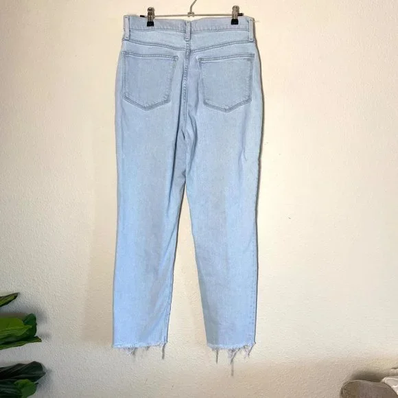 Madewell The Momjean Harman Wash High Rise Raw Hem Light Blue Distressed 28 - Picture 8 of 10